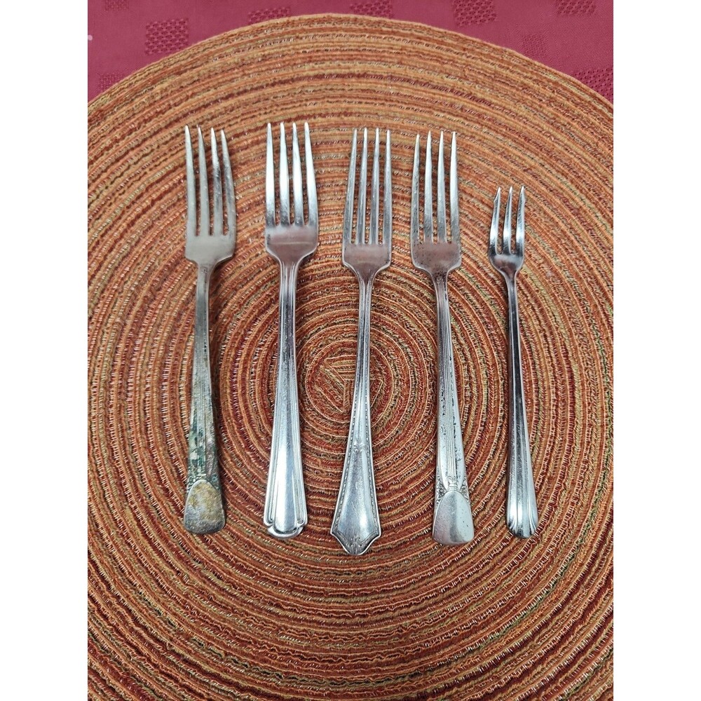Lot Of 5 Assorted Silverplate Forks For Crafting/Jewelry Making